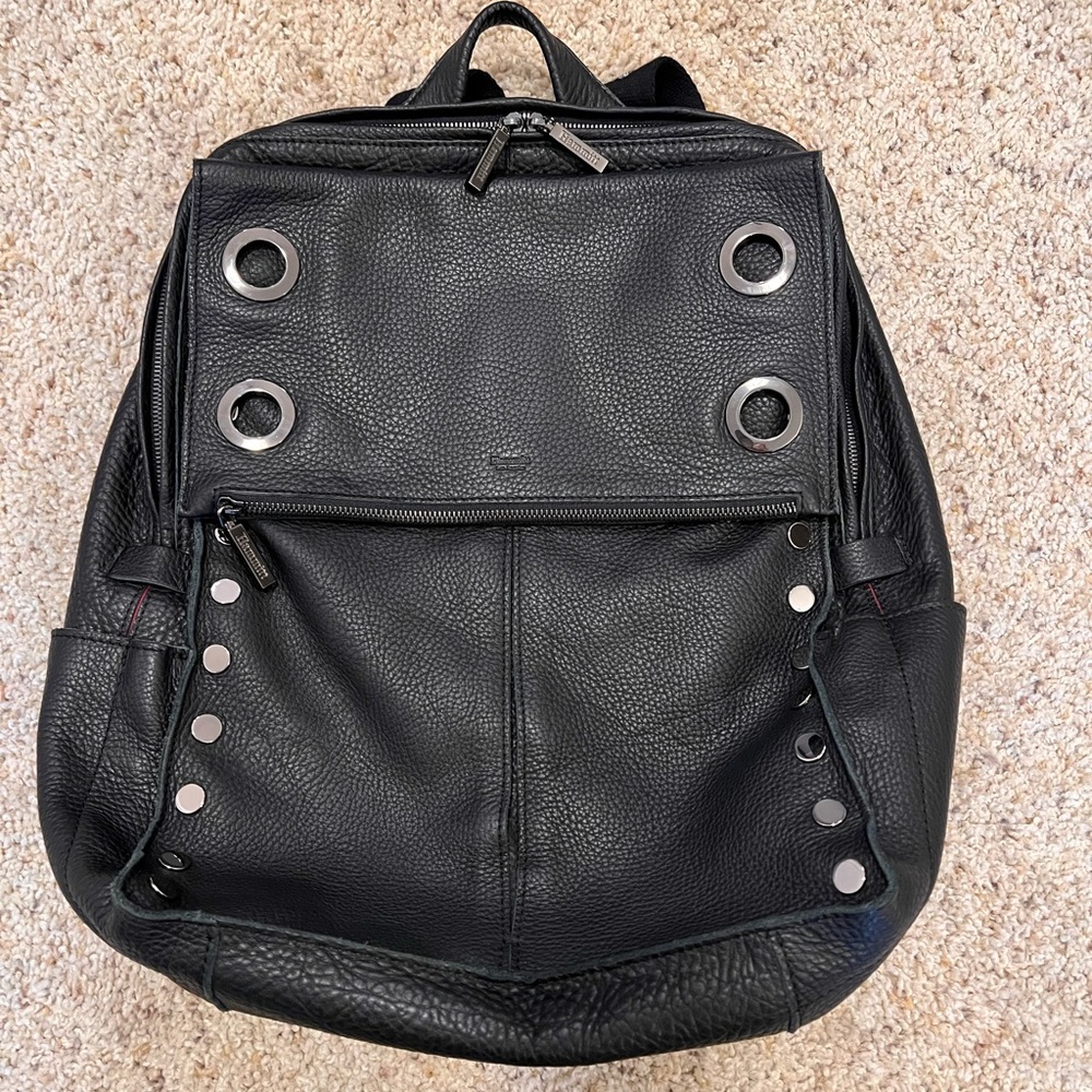 Hammitt Black Leather Studded Backpack with Silver Hardware
